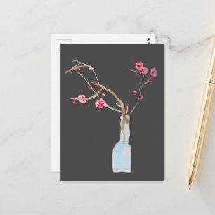 Carte Postale Ardoise en sakura cerise en fleurs