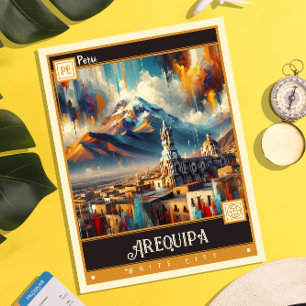 Carte Postale Arequipa, Pérou Peinture Vintage