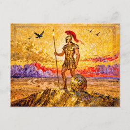 Carte Postale Ares in Armor Standing on Mountain with Spear