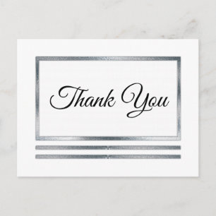 Carte Postale ARGENT   Blanc moderne simple Merci élégant