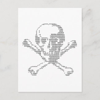 Carte Postale Argent Crâne de Jolly roger ascii art