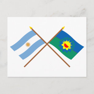 Carte Postale Argentine et drapeaux croisés de Buenos Aires