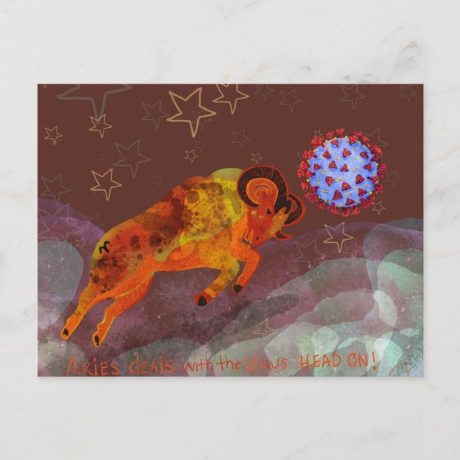 Carte Postale Aries combat le virus de front (Devant)