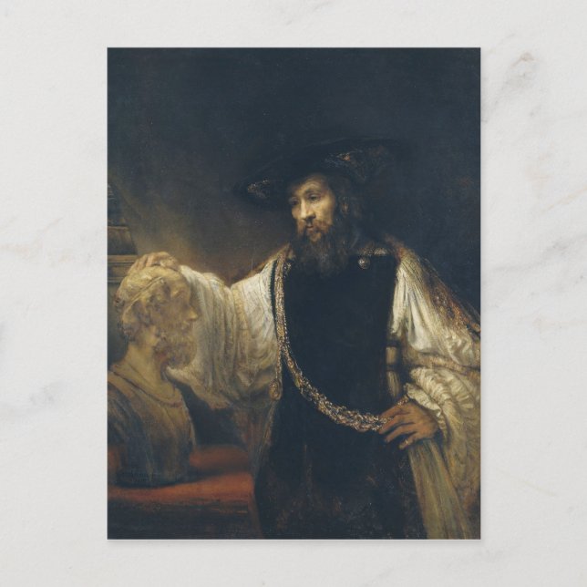 Carte Postale Aristote avec un buste de Homère par Rembrandt (Devant)