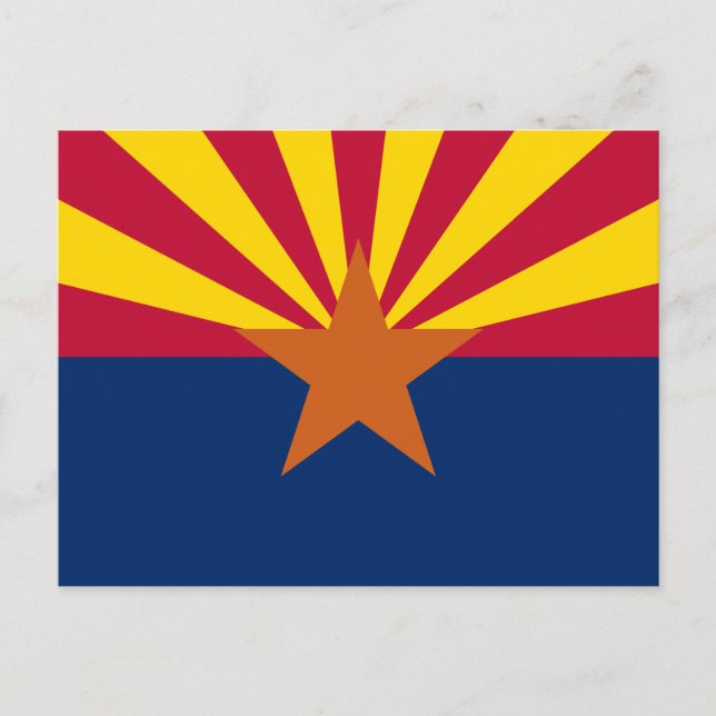 Carte Postale Arizona Drapeau : Réglage de Star Sun, État du cui (Devant)