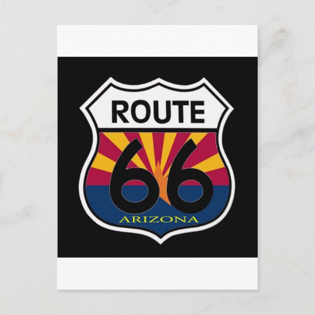 Carte Postale Arizona Drapeau Route 66 Bouclier (Devant)