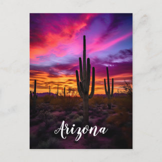 Carte Postale Arizona Saguaro Cactus Sud-Ouest Désert Sunset