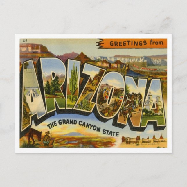 Carte Postale Arizona Salutations des États-Unis (Devant)
