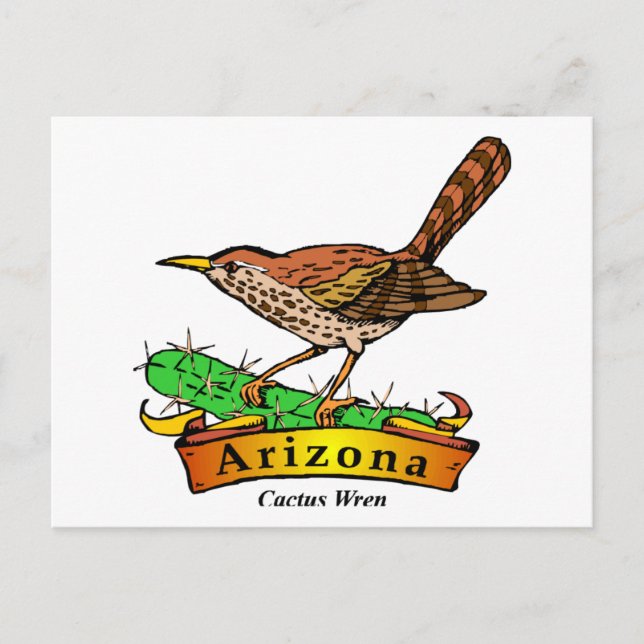 Carte Postale Arizona St Flower Cactus Wren (Devant)