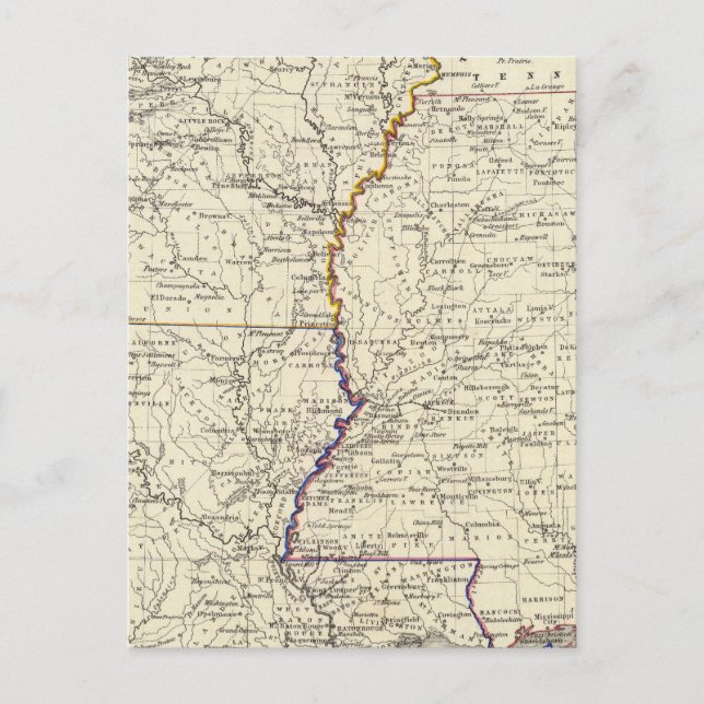 Carte Postale Arkansas, Louisiane et Mississippi (Devant)