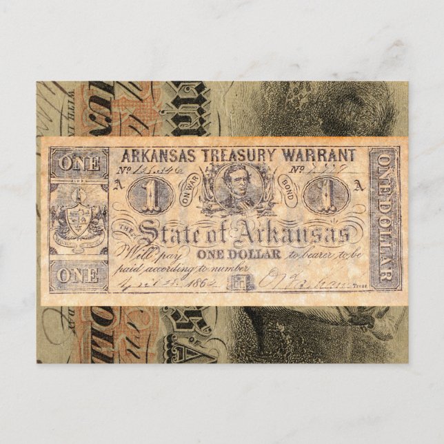 Carte Postale Arkansas Trésorerie Guerre civile argent antique (Devant)