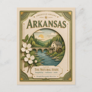 Carte Postale Arkansas Vintage Paper Cut American Arcana
