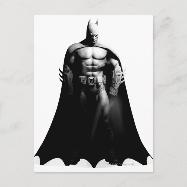 Carte Postale Arkham | Pose large noir et blanc Batman (Devant)