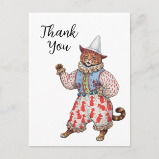 Carte Postale Arlequin Théâtral Chat Costumé Art Merci
