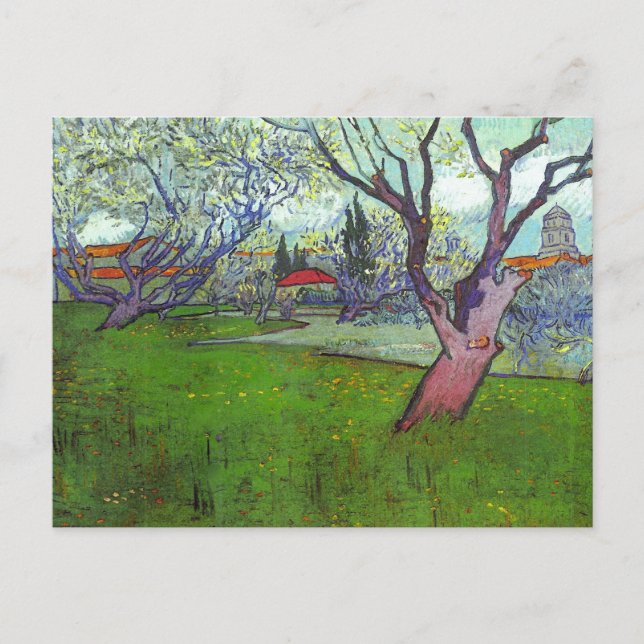Carte Postale Arles avec arbres en Fleur, Vincent van Gogh (Devant)