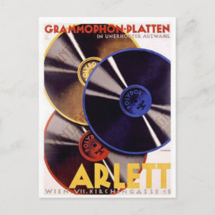 Carte Postale Arlett Grammophon Platten Vintage Ad