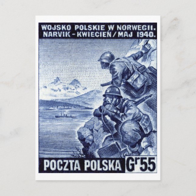 Carte Postale Armée polonaise 2ème guerre mondiale à Narvik, Nor (Devant)