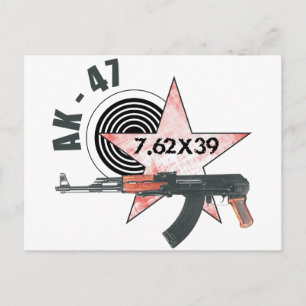 CARTE POSTALE ARMÉE RARE AK-47 RUSSE KALASHNIKOV GUN MILITAIRE