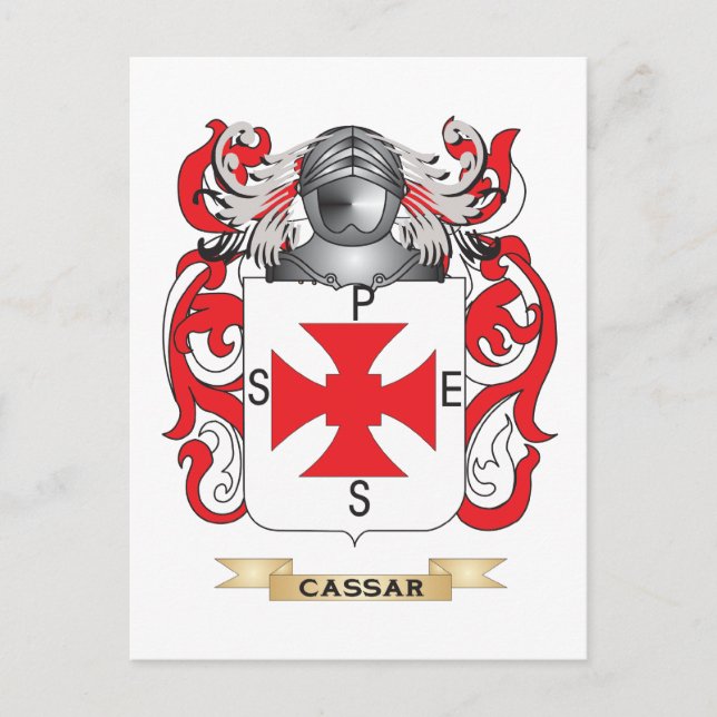 Carte Postale Armoiries de Cassar (crête de famille) (Devant)
