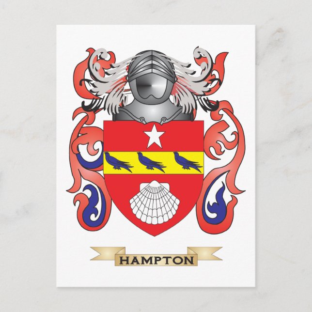Carte Postale Armoiries de Hampton (Armoiries de la famille) (Devant)
