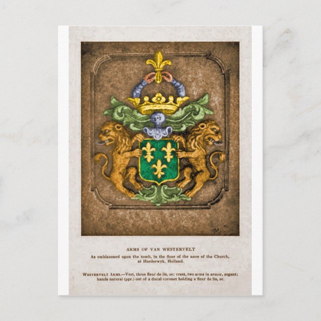 Carte Postale Armoiries De La Famille Hollandaise De Westerfield (Devant)