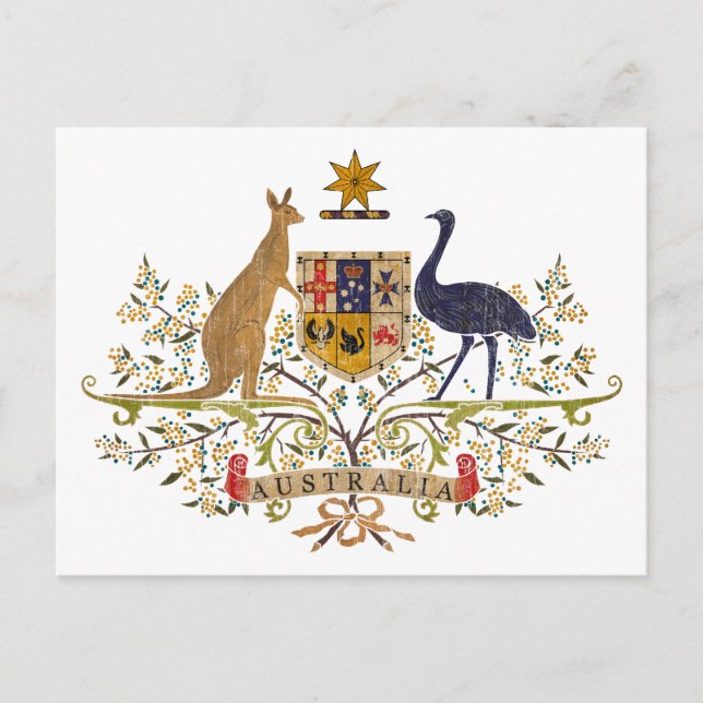 Carte Postale Armoiries De L'Australie vintage (Devant)