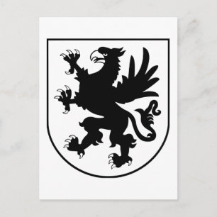 Carte Postale Armoiries de Poméranie Noir et Blanc Héraldique