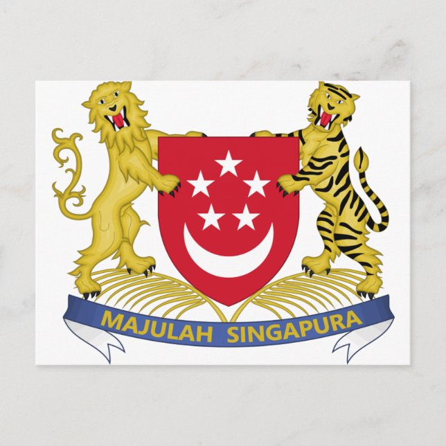 Carte Postale Armoiries de Singapour 新 加 坡 国 Emblème 徽 (Devant)