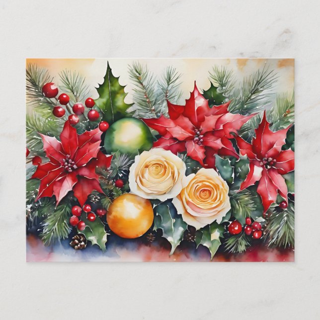 Carte Postale Arrangement floral de Noël (Devant)