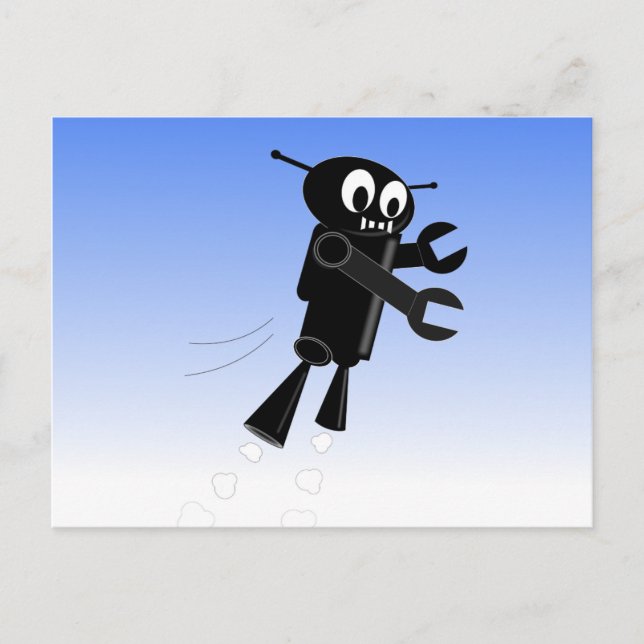 Carte Postale Arrière - plan Black Flying Robot Blue Sky (Devant)