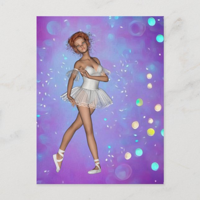 Carte Postale Arrière - plan bleu violet jaune & Ballerina (Devant)
