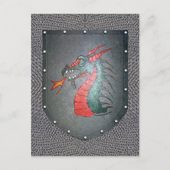 Carte Postale Arrière - plan de Chainmail de Dragon de Bouclier  (Devant)