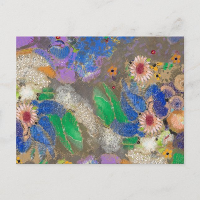 Carte Postale Arrière - plan de fleurs abstrait d'Odilon Redon. (Devant)