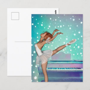 Carte Postale Arrière - plan de piano Ballerina et Turquoise