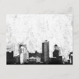 Carte Postale Arrière - plan de ville grungy en noir et blanc