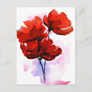 Carte Postale arrière - plan floral peint Abstrait 2