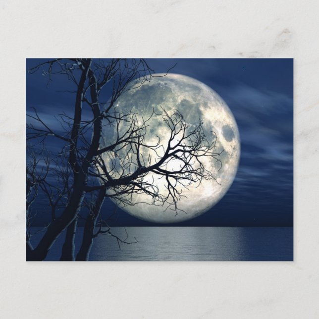Carte Postale arrière - plan Paysage 3D Avec Lune Sur La Mer (Devant)