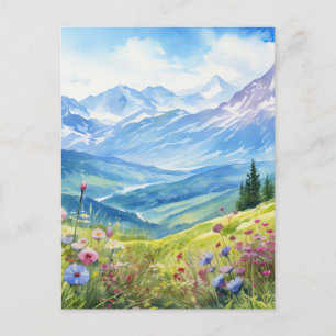 Carte Postale Arrière - plan Paysage de la Montagne Aquarelle