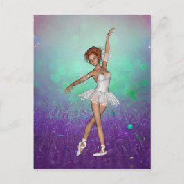 Carte Postale Arrière - plan peint vert & violet & Ballerina