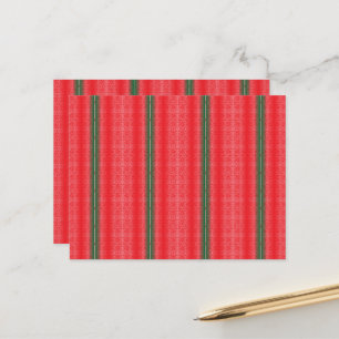 Carte Postale arrière - plan rayé rouge et vert
