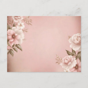 Carte Postale Arrière - plan rose clair avec florale bouillie