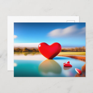 Carte postale Arrière - plan rose coeur de la Sain