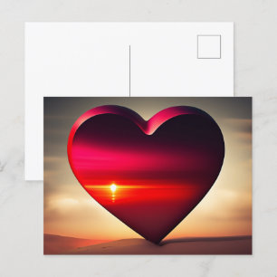 Carte postale Arrière - plan rose coeur de la Sain