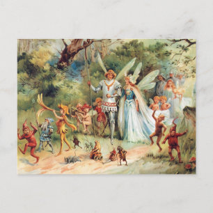 Carte Postale Arrivée vintage du roi et de la reine des fées
