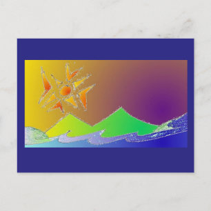 Carte postale Art 5 - Island Sea Sun Sketch Art