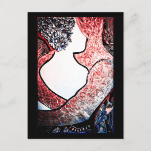 Carte Postale Art Abstrait couple interracial dans l'amour embra
