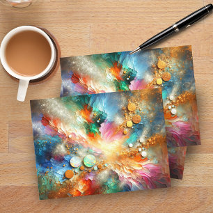 Carte Postale Art abstrait d'opale à encre alcoolisée colorée