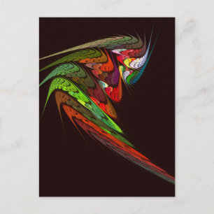 Carte Postale Art abstrait fractal caméléon en mouvement vibrant