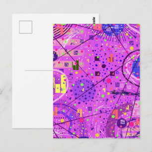 Carte Postale Art abstrait : Glitch violet