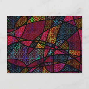 Carte Postale Art abstrait gras avec cercles et lignes noires